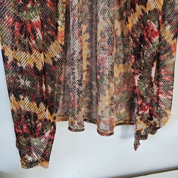 Vtg Shelor Mesh Duster Cardigan Womens L Brown Earthy Boho Cottagecore - Picture 5 of 10